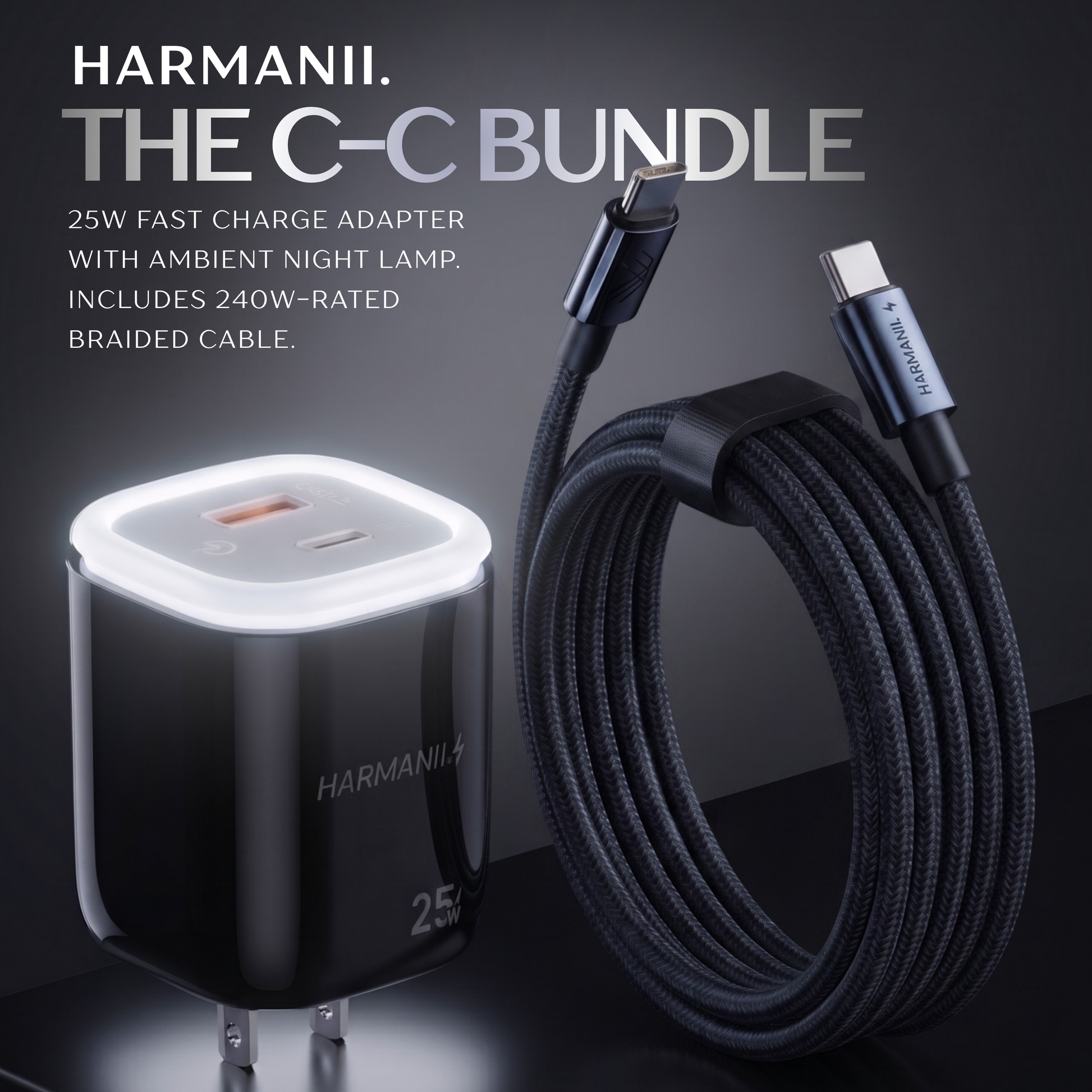 HARMANII. GLOW ADAPTER & FLOWCHARGE CABLE BUNDLE (C-C, 1.8m)