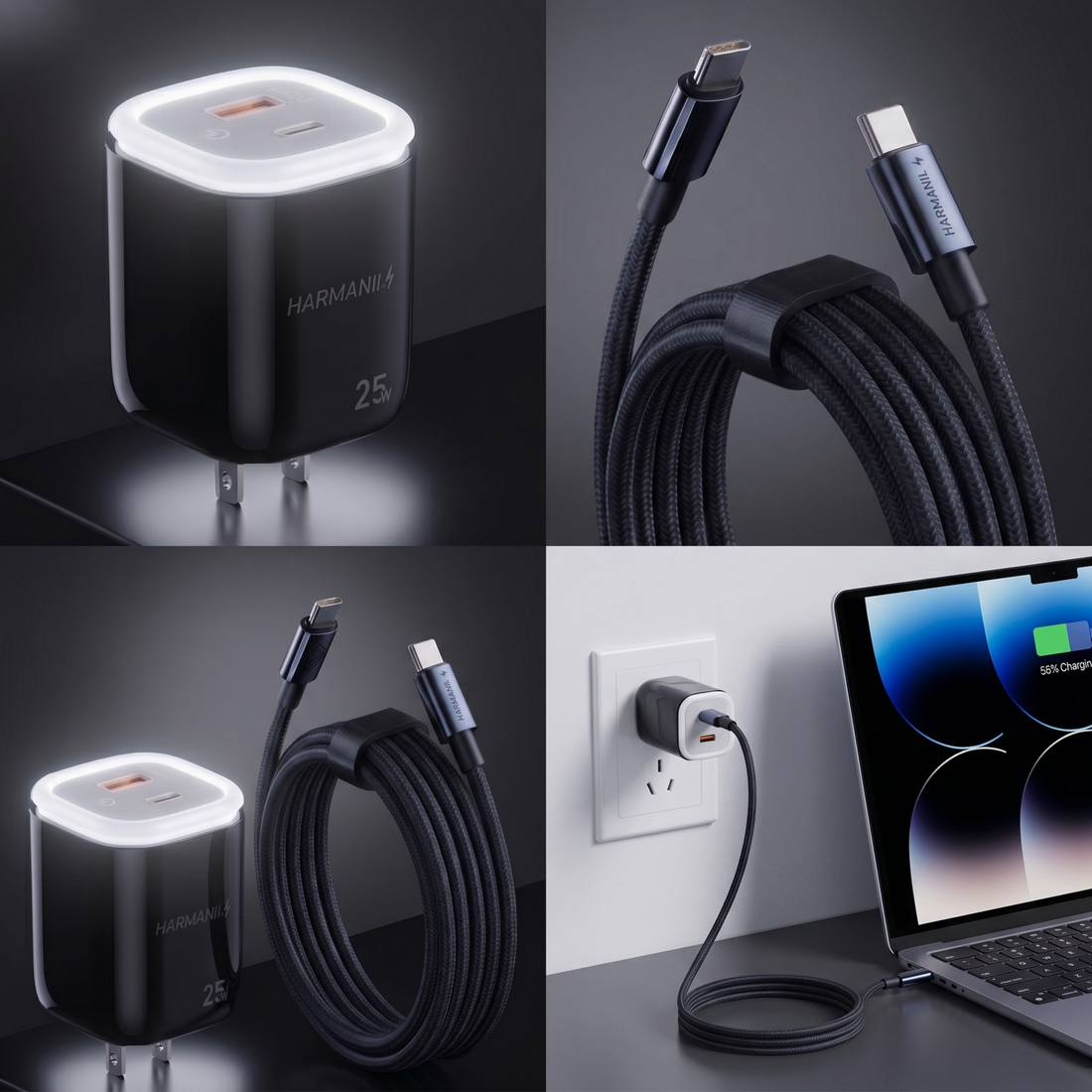 HARMANII. GLOW ADAPTER & FLOWCHARGE CABLE BUNDLE (C-C, 1.8m)