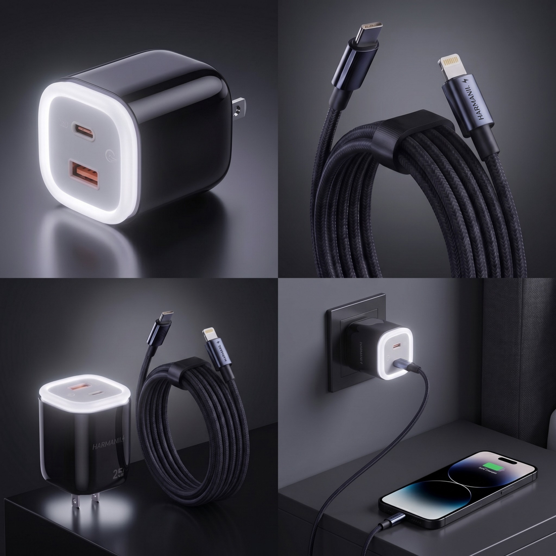 HARMANII. GLOW ADAPTER & FLOWCHARGE CABLE BUNDLE (C-L, 1.8m)